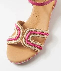 Women DIANA FERRARI Heels|Sandals-Hobarts Pink Fuchsia Leather Sandals