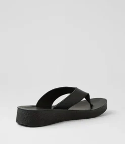Women DIANA FERRARI Flats|Sandals-Holliah Black Leather Sandals