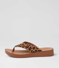 Women DIANA FERRARI Flats|Sandals-Holliah Leopard Leather Sandals