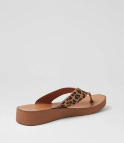 Women DIANA FERRARI Flats|Sandals-Holliah Leopard Leather Sandals