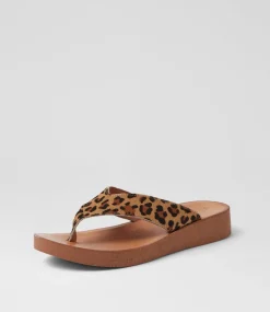 Women DIANA FERRARI Flats|Sandals-Holliah Leopard Leather Sandals