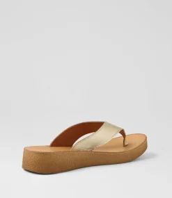 Women DIANA FERRARI Flats|Sandals-Holliah Pale Gold Natural Leather Sandals