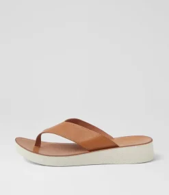 Women DIANA FERRARI Flats-Holliah Tan White Leather Sandals