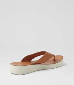 Women DIANA FERRARI Flats-Holliah Tan White Leather Sandals