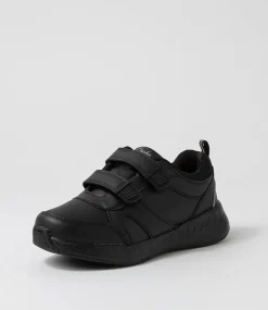 CLARKS Sport School Shoes|Junior School Shoes-Hustle Jnr Adj E Black Sneakers