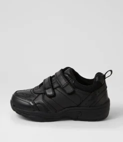 COLORADO Sport School Shoes|Junior School Shoes-Hype Jnr Adj D Black Leather Sneakers