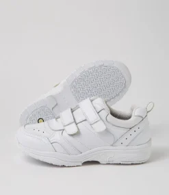 COLORADO Sport School Shoes|Junior School Shoes-Hype Jnr Adj E White Leather Sneakers