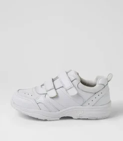 COLORADO Sport School Shoes|Junior School Shoes-Hype Jnr Adj E White Leather Sneakers