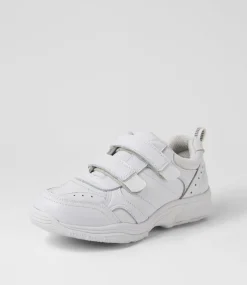 COLORADO Sport School Shoes|Junior School Shoes-Hype Jnr Adj E White Leather Sneakers