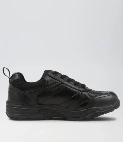 COLORADO Sport School Shoes|Junior School Shoes-Hype Jnr E Lace Black Leather Sneakers