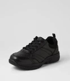 COLORADO Sport School Shoes|Junior School Shoes-Hype Jnr Lace D Black Leather Sneakers