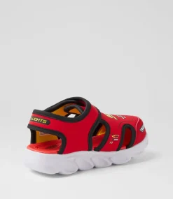 SKECHERS Sport School Shoes-Hypno Splash Pre Red Black Sneakers