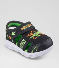 SKECHERS Sport School Shoes-Hypno Toddler Black Lime Sneakers
