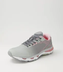 LYNX Sport School Shoes|Senior School Shoes-Icon Snr G Lace Grey Pink Mesh Sneakers