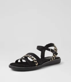 Women I LOVE BILLY Flats|Sandals-Ileena Black Multi Sandals