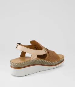 Women DIANA FERRARI Wedges|Heels-Iliana Tan Cafe Leather Sandals