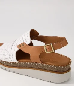 Women DIANA FERRARI Wedges|Heels-Iliana White Tan Leather Sandals