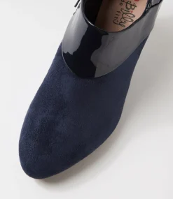 Women I LOVE BILLY Heels-Ilonda W Navy Microsuede Patent Pu Heels