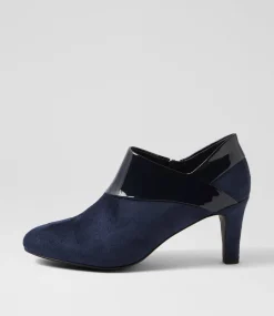 Women I LOVE BILLY Heels-Ilonda W Navy Microsuede Patent Pu Heels