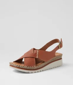Women DIANA FERRARI Wedges|Heels-Impetue Tan Leather Sandals