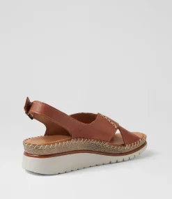Women DIANA FERRARI Wedges|Heels-Impetue Tan Leather Sandals