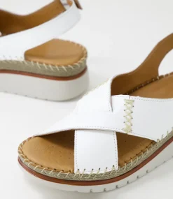 Women DIANA FERRARI Wedges|Heels-Impetue White Leather Sandals