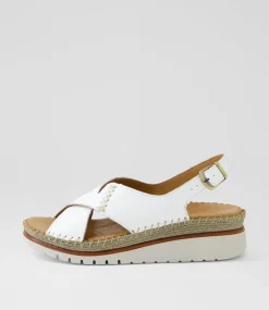 Women DIANA FERRARI Wedges|Heels-Impetue White Leather Sandals