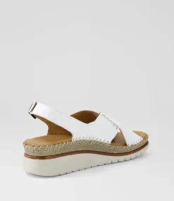 Women DIANA FERRARI Wedges|Heels-Impetue White Leather Sandals