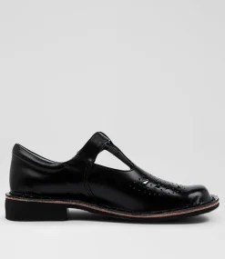 HARRISON Senior School Shoes-INDIANA SNR BLACK LEATHER