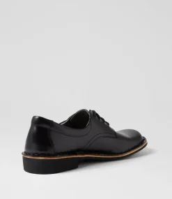 HARRISON Senior School Shoes-Indy E Black Shine Leather Lace Up Shoes