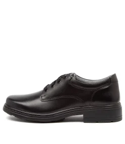 CLARKS Junior School Shoes-INFINITY JNR E BLK LTHR