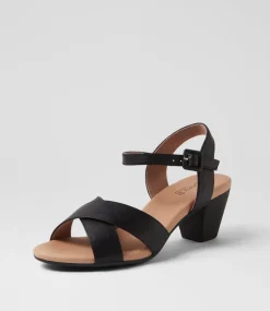 Women SUPERSOFT Comfort|Heels-Ingrids Black Leather Sandals