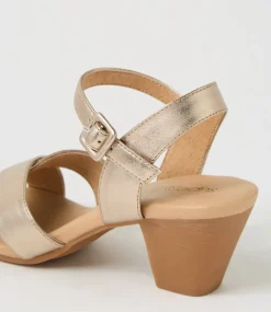 Women SUPERSOFT Comfort|Heels-Ingrids Champagne Leather Sandals