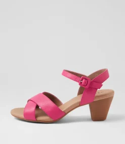Women SUPERSOFT Comfort|Heels-Ingrids Dark Fuchsia Leather Sandals
