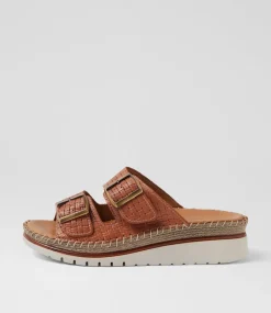 Women DIANA FERRARI Slides|Wedges-Instanti Tan Leather Sandals