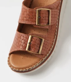 Women DIANA FERRARI Slides|Wedges-Instanti Tan Leather Sandals