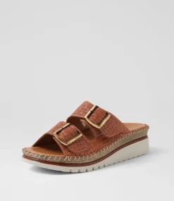 Women DIANA FERRARI Slides|Wedges-Instanti Tan Leather Sandals