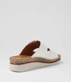 Women DIANA FERRARI Slides|Wedges-Instanti White Leather Sandals