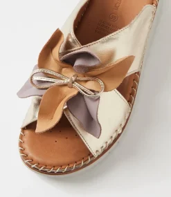 Women DIANA FERRARI Slides|Wedges-Intreege Metallic Taupe Leather Sandals