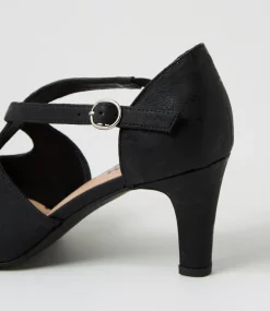Women I LOVE BILLY Heels-Irenna W Black Shimmer Fabric Heels