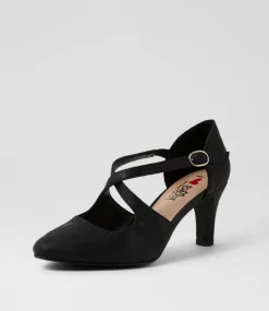 Women I LOVE BILLY Heels-Irenna W Black Shimmer Fabric Heels