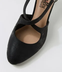Women I LOVE BILLY Heels-Irenna W Black Shimmer Fabric Heels
