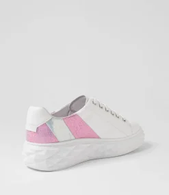 Women TOP END Sneakers-Irenna White Pink Multi Leather Sneakers