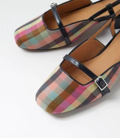 Women DIANA FERRARI Heels|Flats-Irome Picnic Print Navy Patent Leather Heels