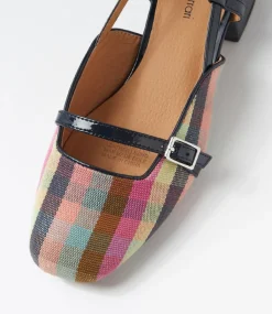 Women DIANA FERRARI Heels|Flats-Irome Picnic Print Navy Patent Leather Heels