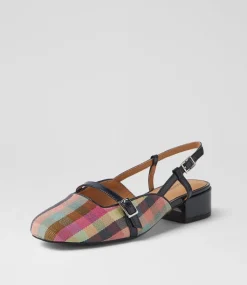 Women DIANA FERRARI Heels|Flats-Irome Picnic Print Navy Patent Leather Heels
