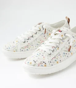 Women I LOVE BILLY Sneakers-Isaiah White Ditzy Floral Canvas Sneakers