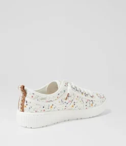 Women I LOVE BILLY Sneakers-Isaiah White Ditzy Floral Canvas Sneakers