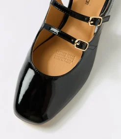 Women DIANA FERRARI Flats|Heels-Ishala Black Patent Leather Heels