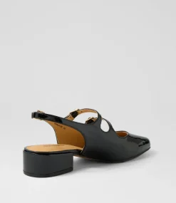 Women DIANA FERRARI Flats|Heels-Ishala Black Patent Leather Heels